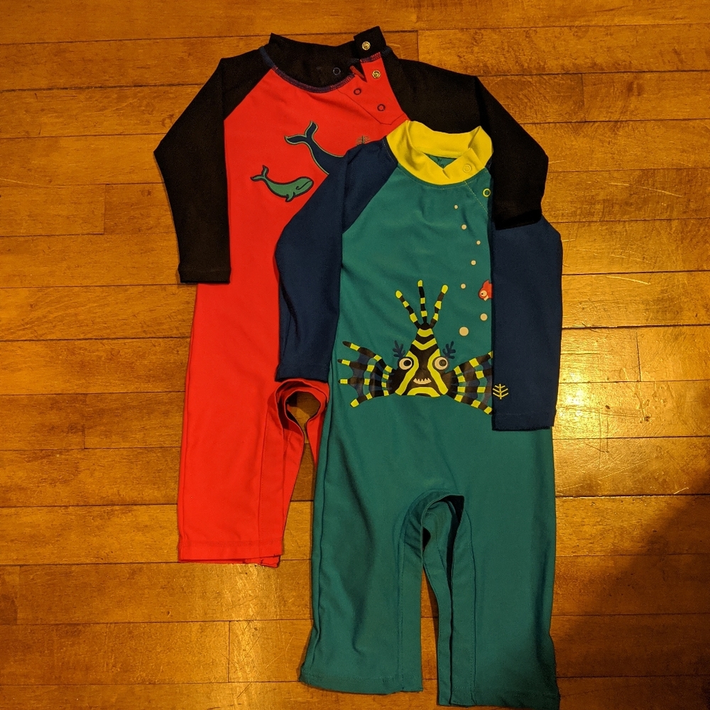 (2) Coolibar sun/swim suits 6-12mo